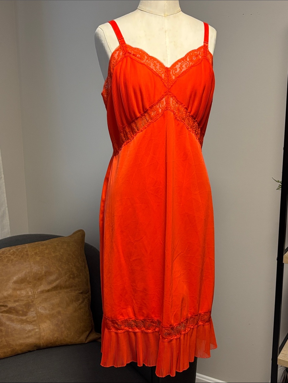 Vintage red nylon slip red